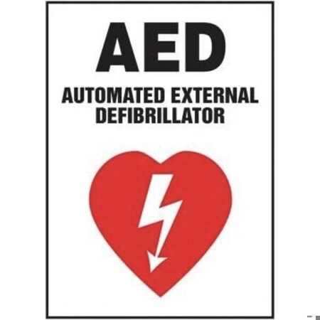 Accuform AED - Automated External Defibrillator, Plastic, 10 in x 7 in, Mounting Holes MFSD402VP